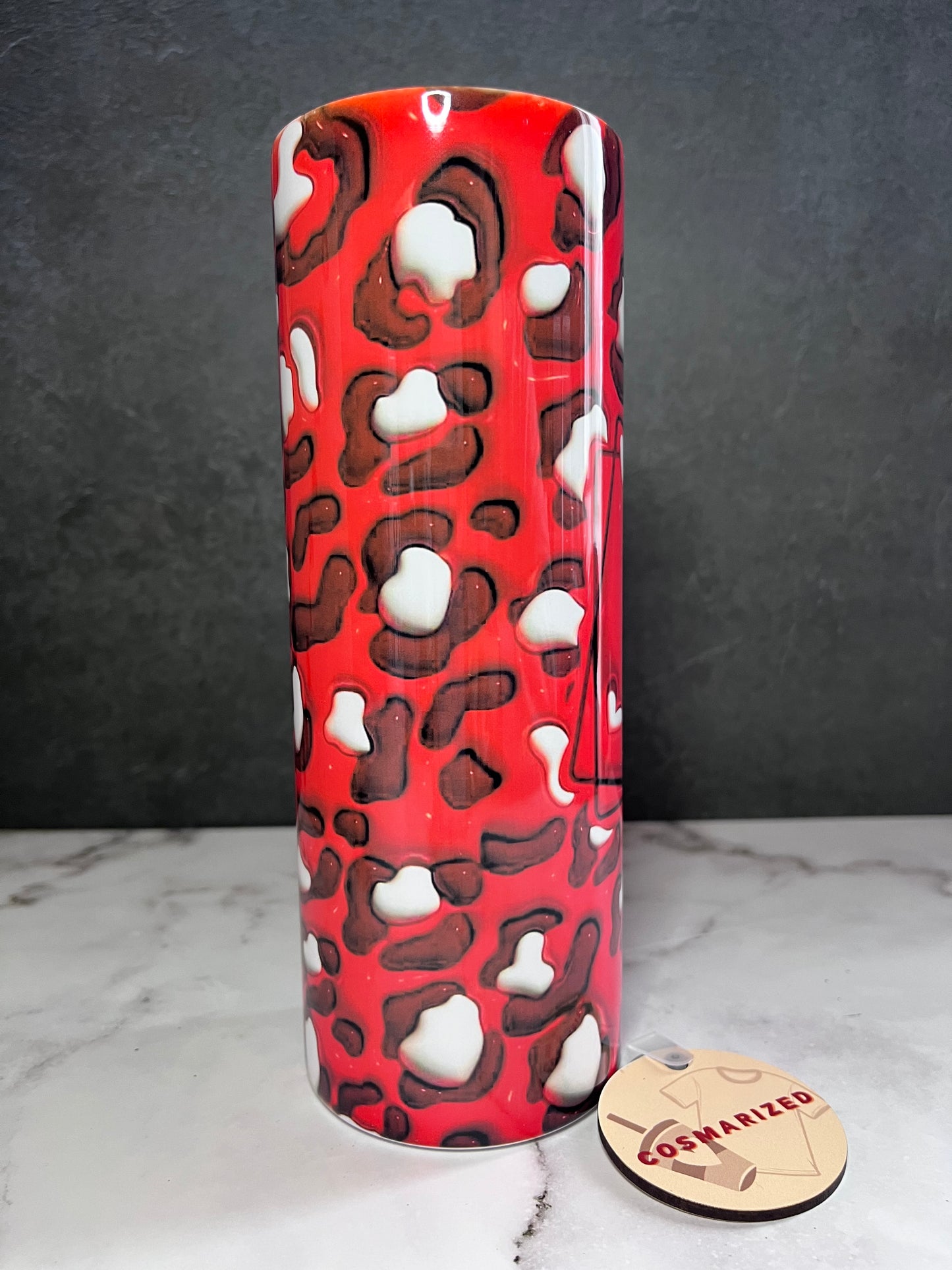 20oz MAMA Red Leopard Stainless Steel Tumbler w/ Lid & Metal Straw