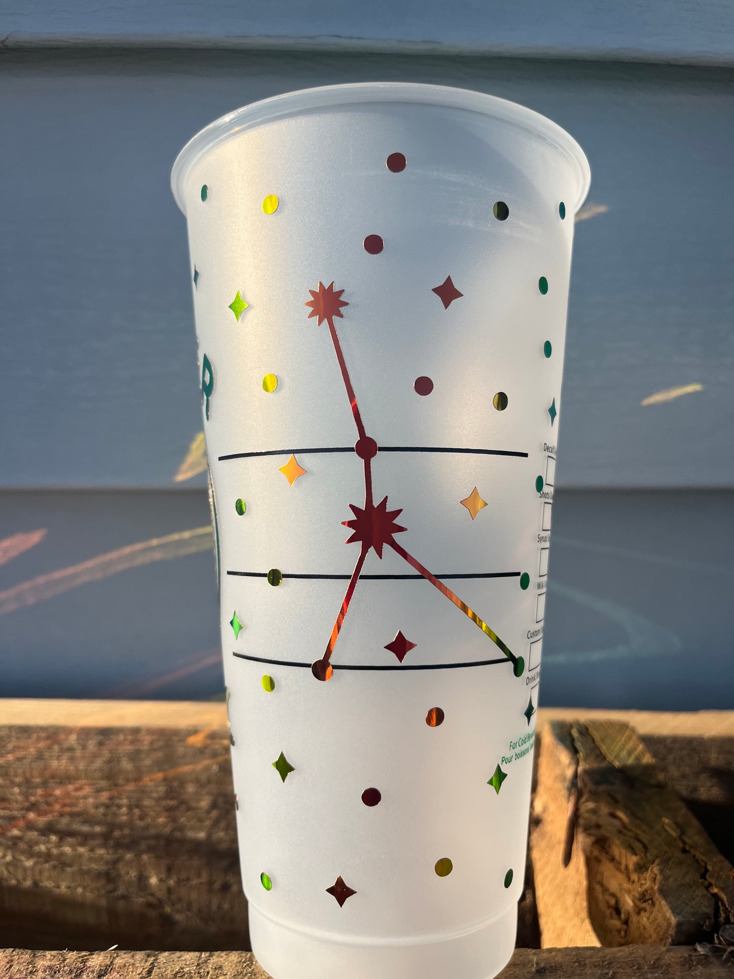 24oz Cold Cup CANCER Zodiac Sign Design w/ Lid and Reusable Plastic Straw