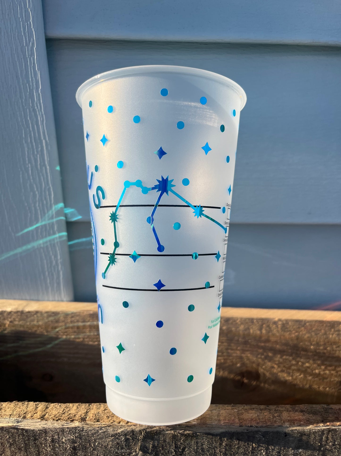 24oz Cold Cup AQUARIUS Zodiac Sign Design w/ Lid and Reusable Plastic Straw