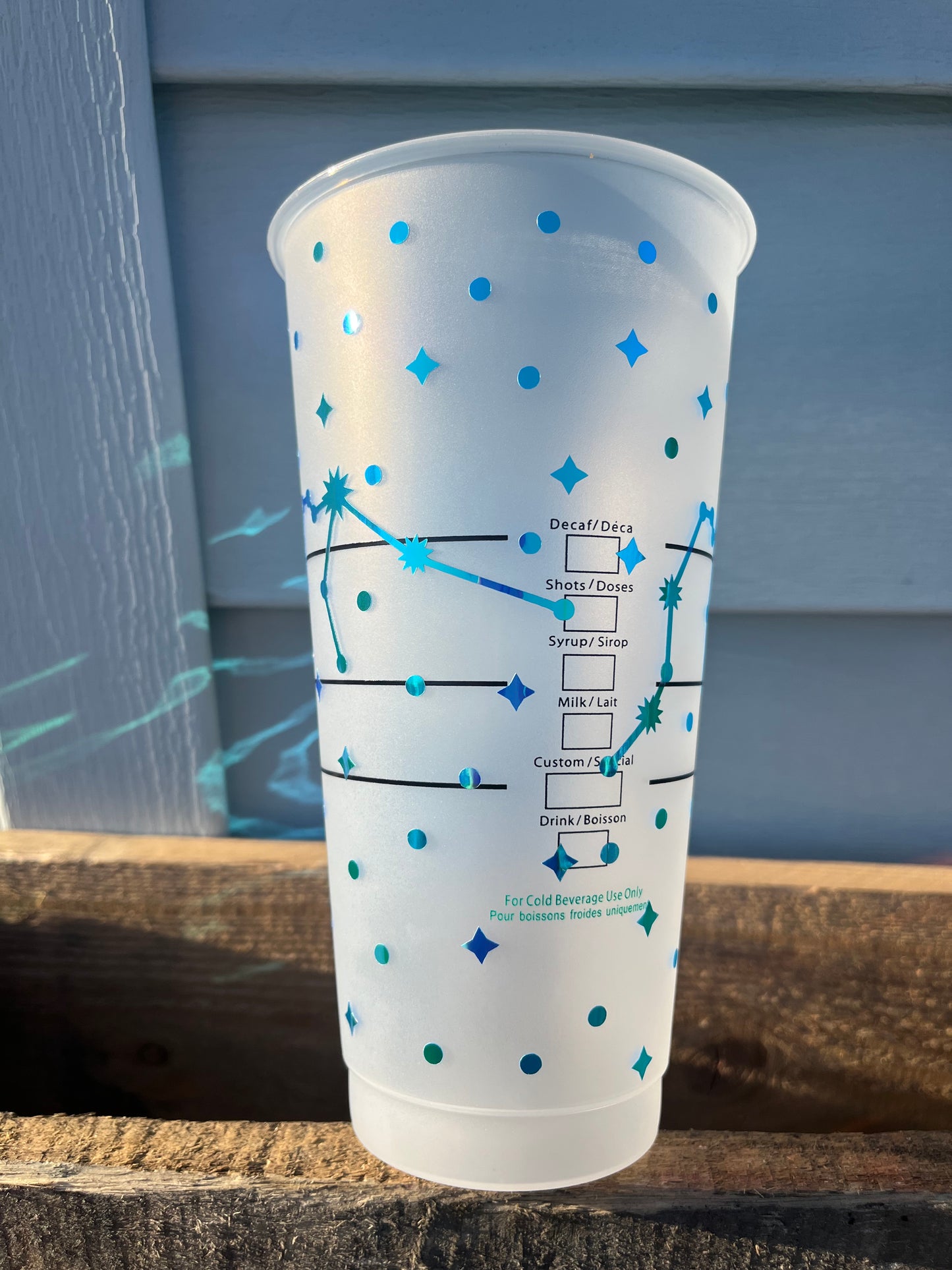 24oz Cold Cup AQUARIUS Zodiac Sign Design w/ Lid and Reusable Plastic Straw