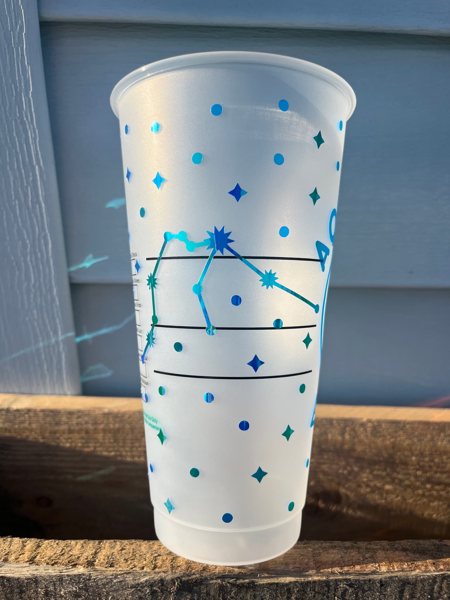 24oz Cold Cup AQUARIUS Zodiac Sign Design w/ Lid and Reusable Plastic Straw