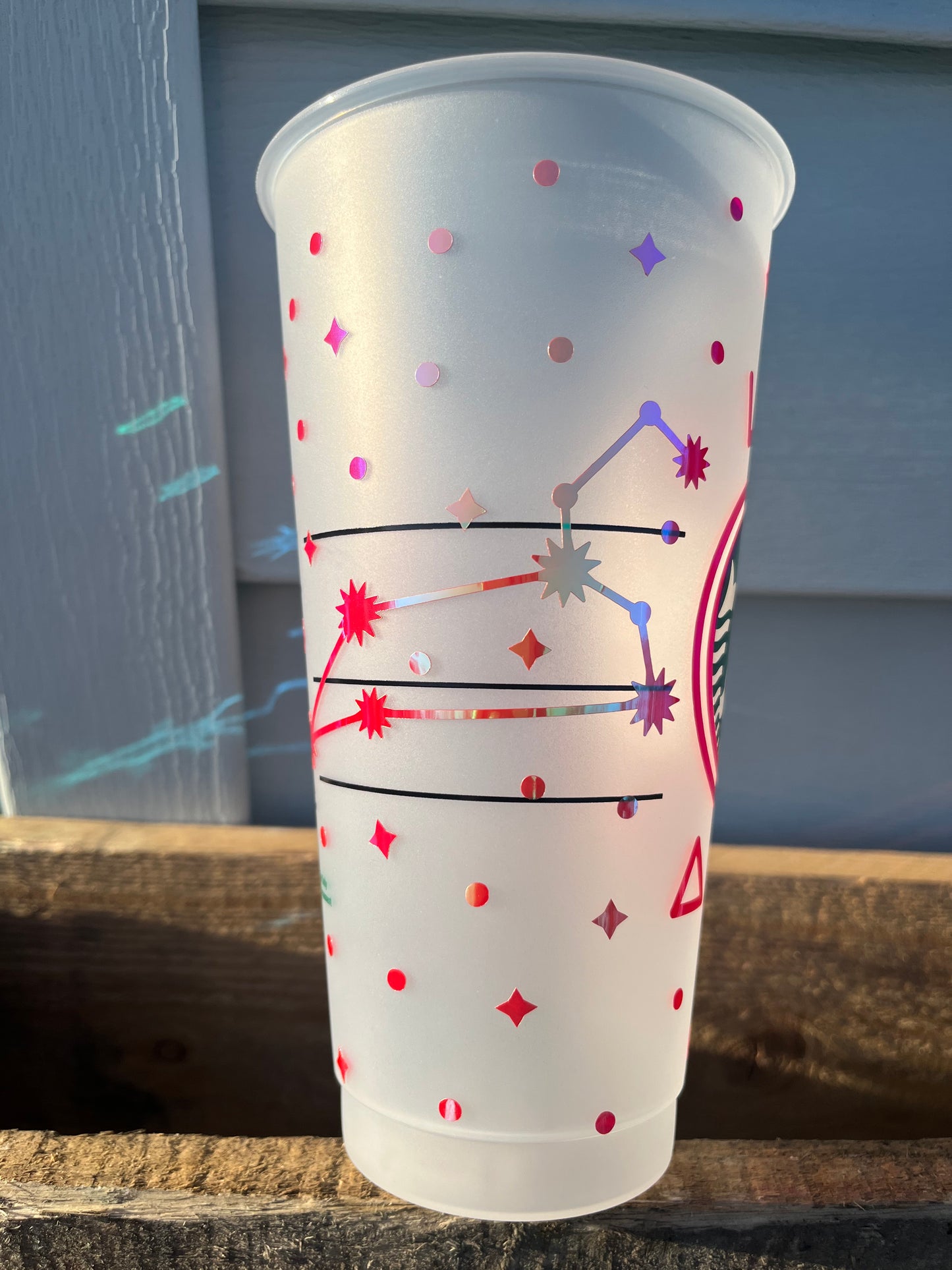 24oz Cold Cup LEO Zodiac Sign Design w/ Lid and Reusable Plastic Straw