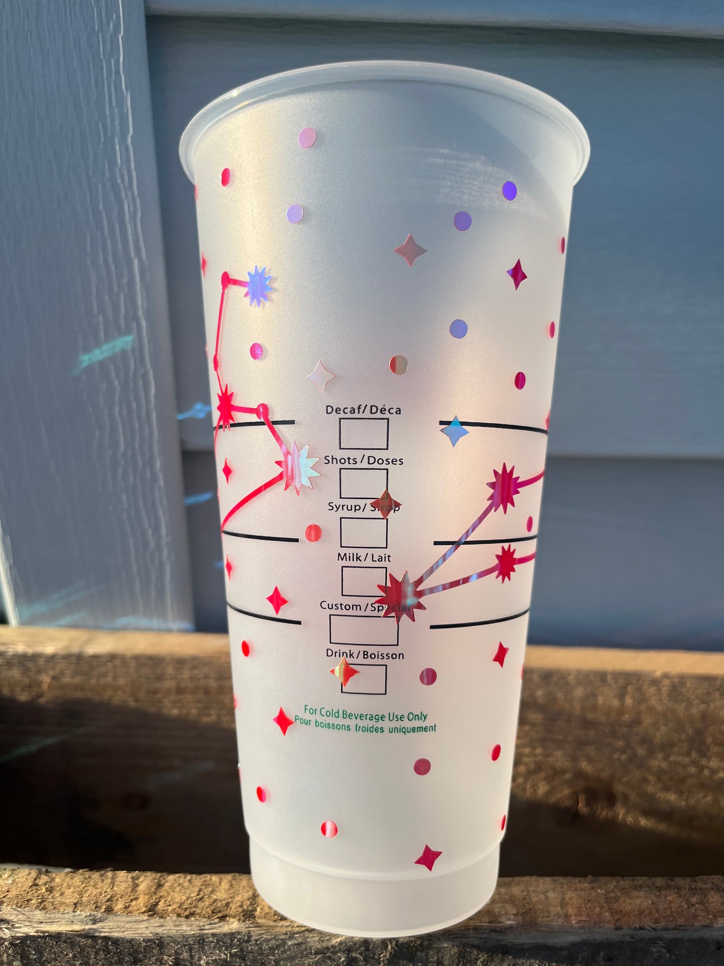 24oz Cold Cup LEO Zodiac Sign Design w/ Lid and Reusable Plastic Straw