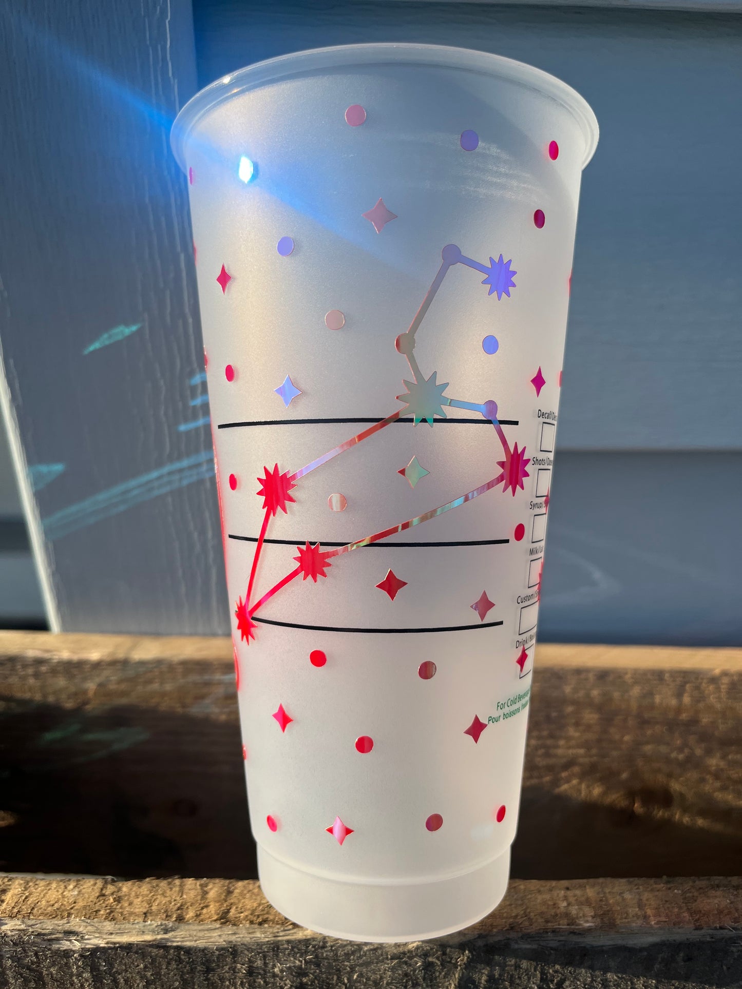 24oz Cold Cup LEO Zodiac Sign Design w/ Lid and Reusable Plastic Straw