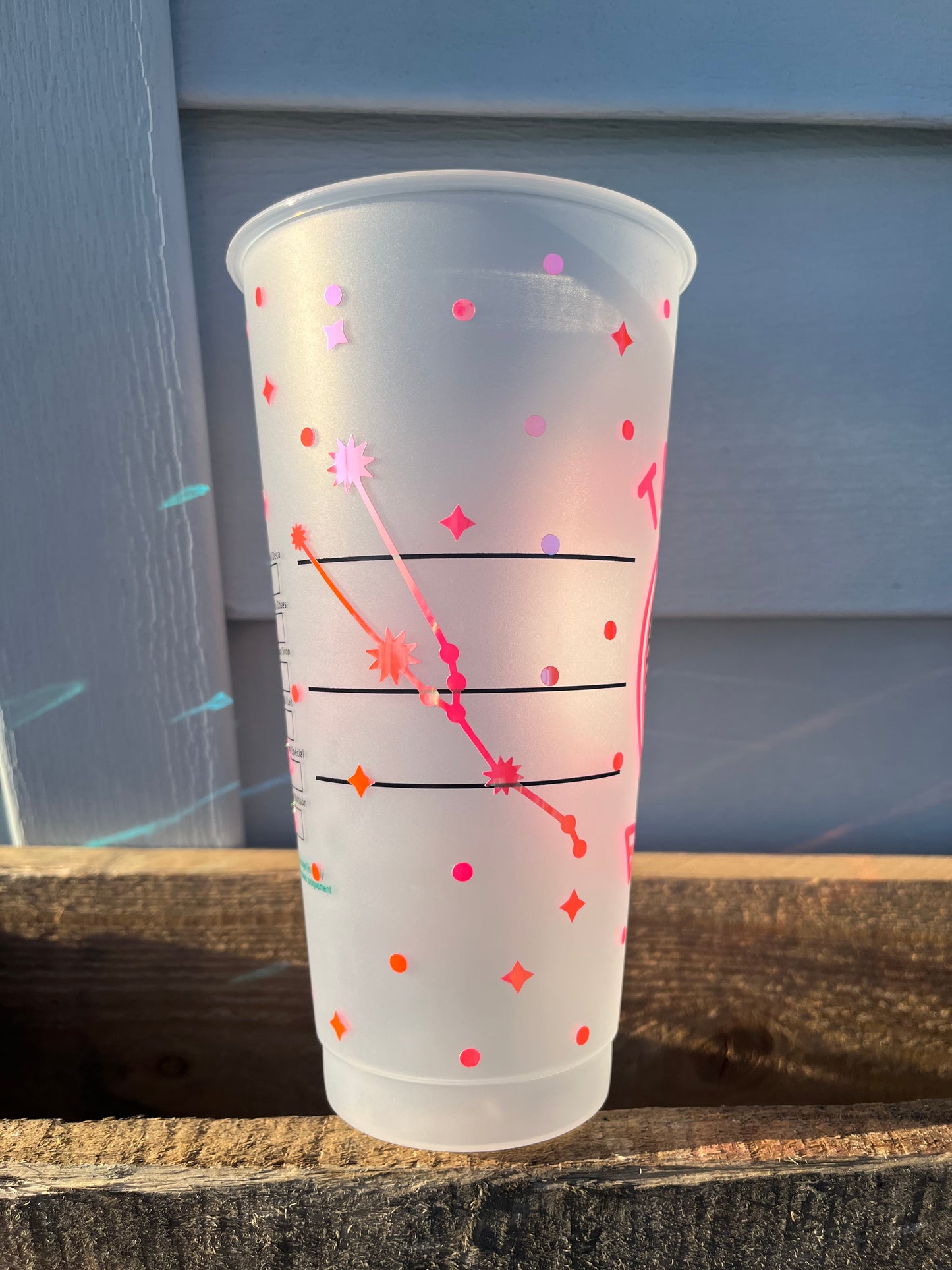 24oz Cold Cup TAURUS Zodiac Sign Design w/ Lid and Reusable Plastic Straw