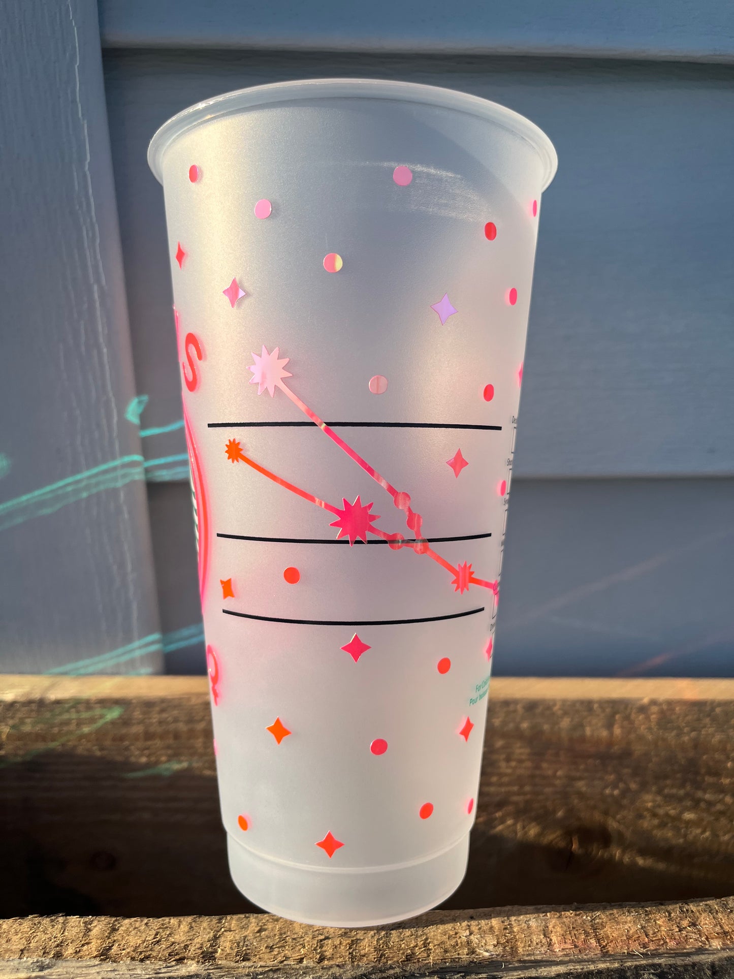 24oz Cold Cup TAURUS Zodiac Sign Design w/ Lid and Reusable Plastic Straw