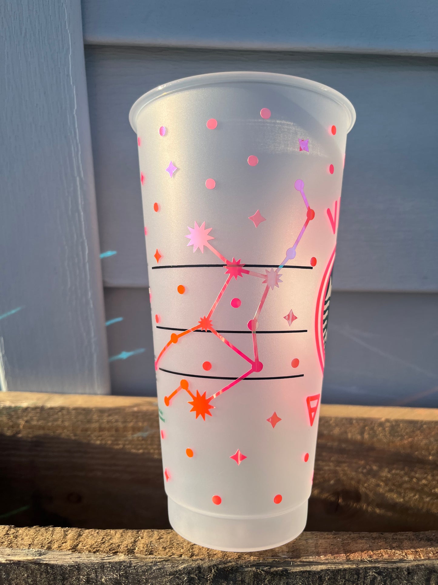 24oz Cold Cup VIRGO Zodiac Sign Design w/ Lid and Reusable Plastic Straw