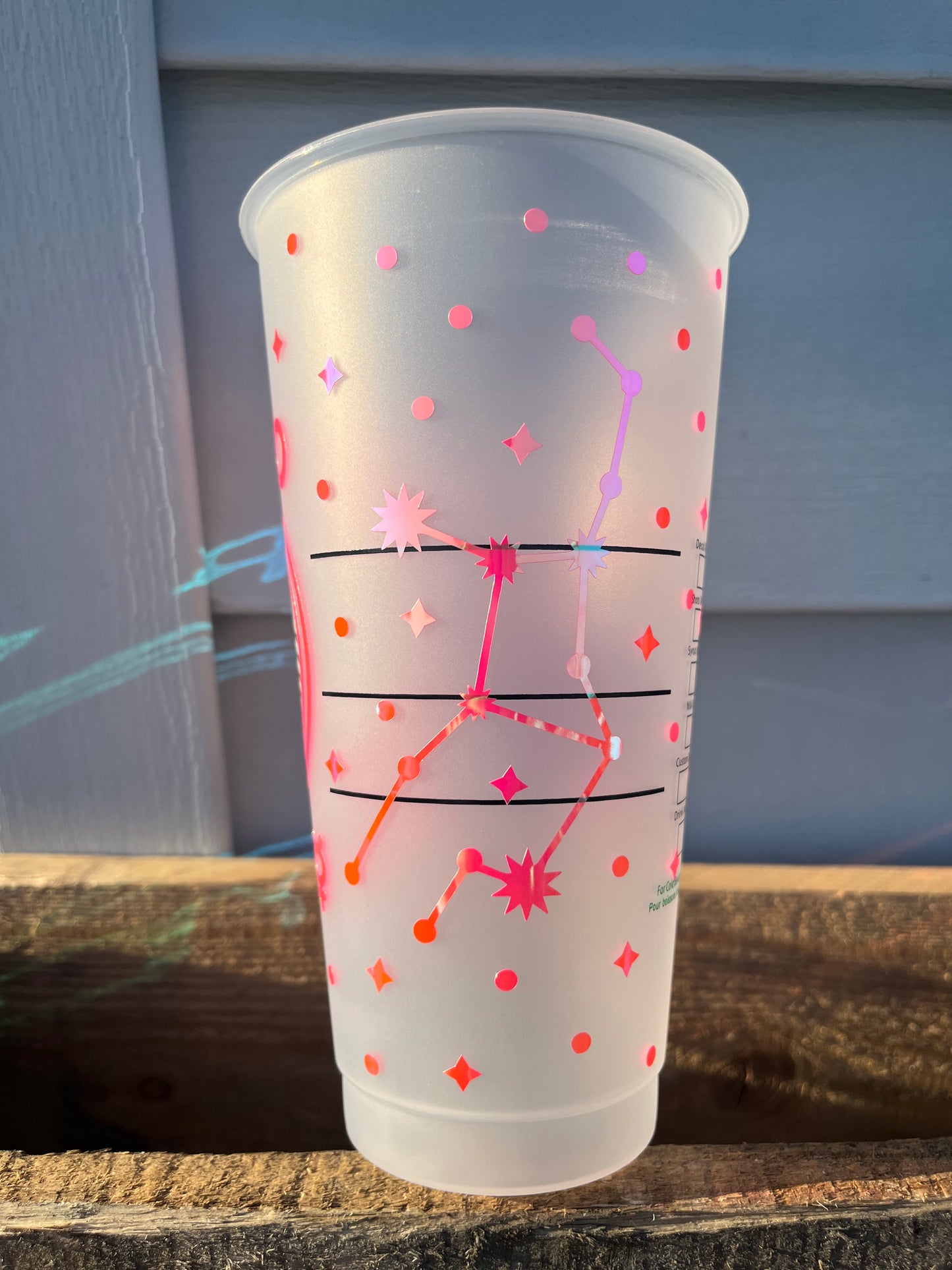 24oz Cold Cup VIRGO Zodiac Sign Design w/ Lid and Reusable Plastic Straw