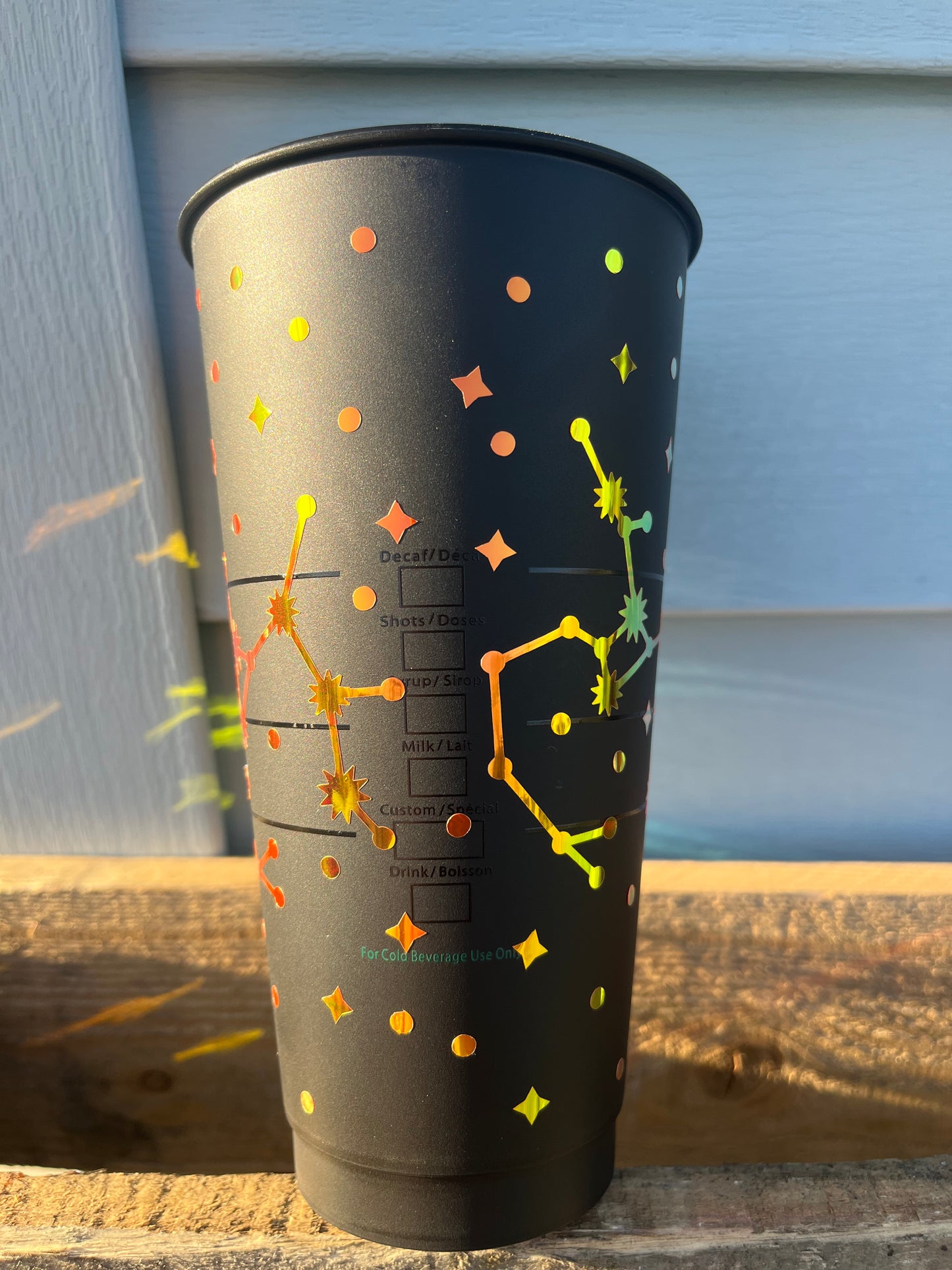 24oz Black Cold Cup SAGITTARIUS Zodiac Sign Design w/ Lid and Reusable Plastic Straw