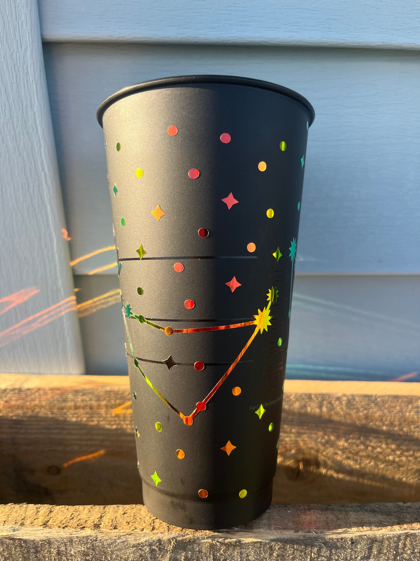 24oz Black Cold Cup CAPRICORN Zodiac Sign Design w/ Lid and Reusable Plastic Straw