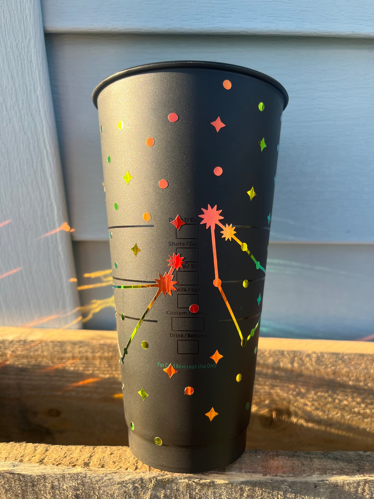 24oz Black Cold Cup CAPRICORN Zodiac Sign Design w/ Lid and Reusable Plastic Straw