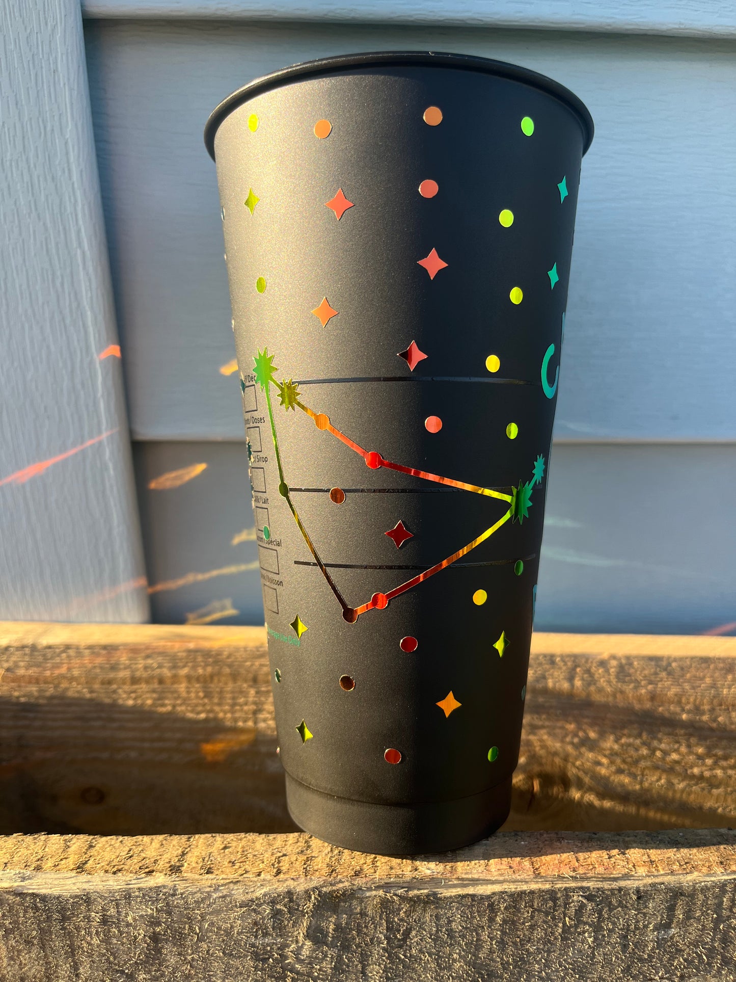 24oz Black Cold Cup CAPRICORN Zodiac Sign Design w/ Lid and Reusable Plastic Straw