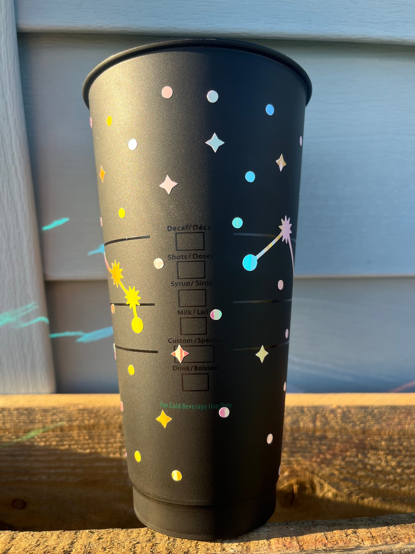 24oz Black Cold Cup ARIES Zodiac Sign Design w/ Lid and Reusable Plastic Straw