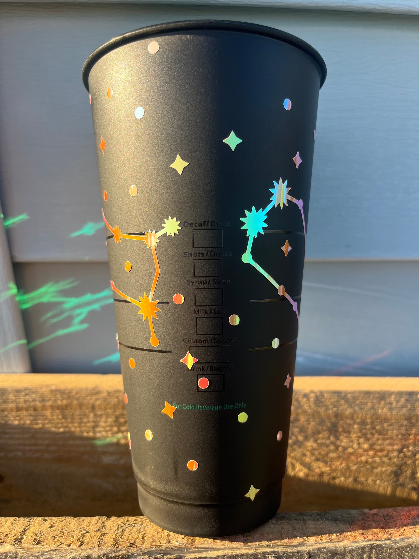 24oz Black Cold Cup GEMINI Zodiac Sign Design w/ Lid and Reusable Plastic Straw