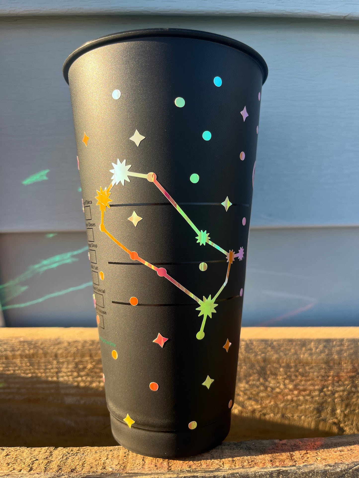 24oz Black Cold Cup GEMINI Zodiac Sign Design w/ Lid and Reusable Plastic Straw