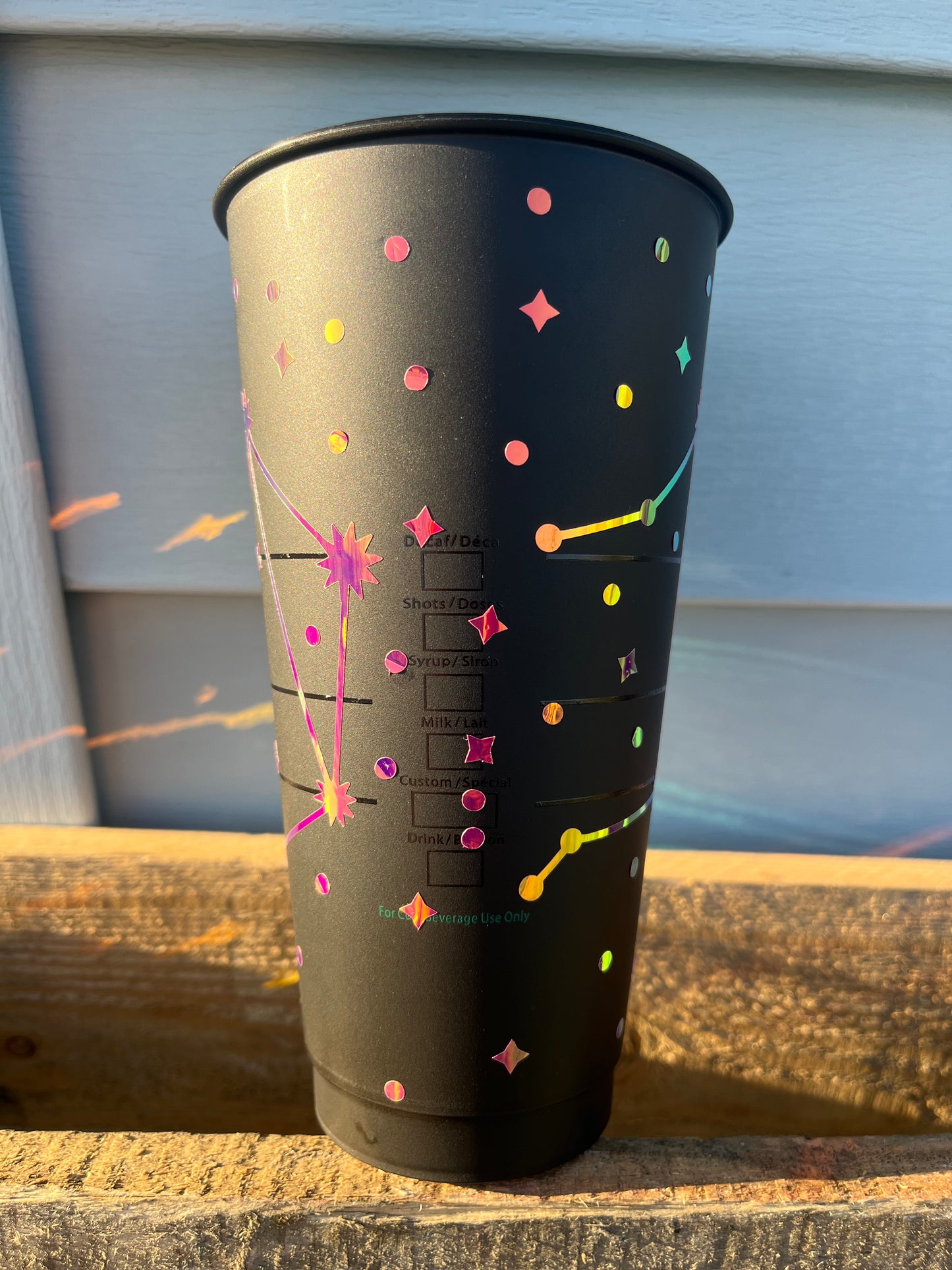 24oz Black Cold Cup LIBRA Zodiac Sign Design w/ Lid and Reusable Plastic Straw