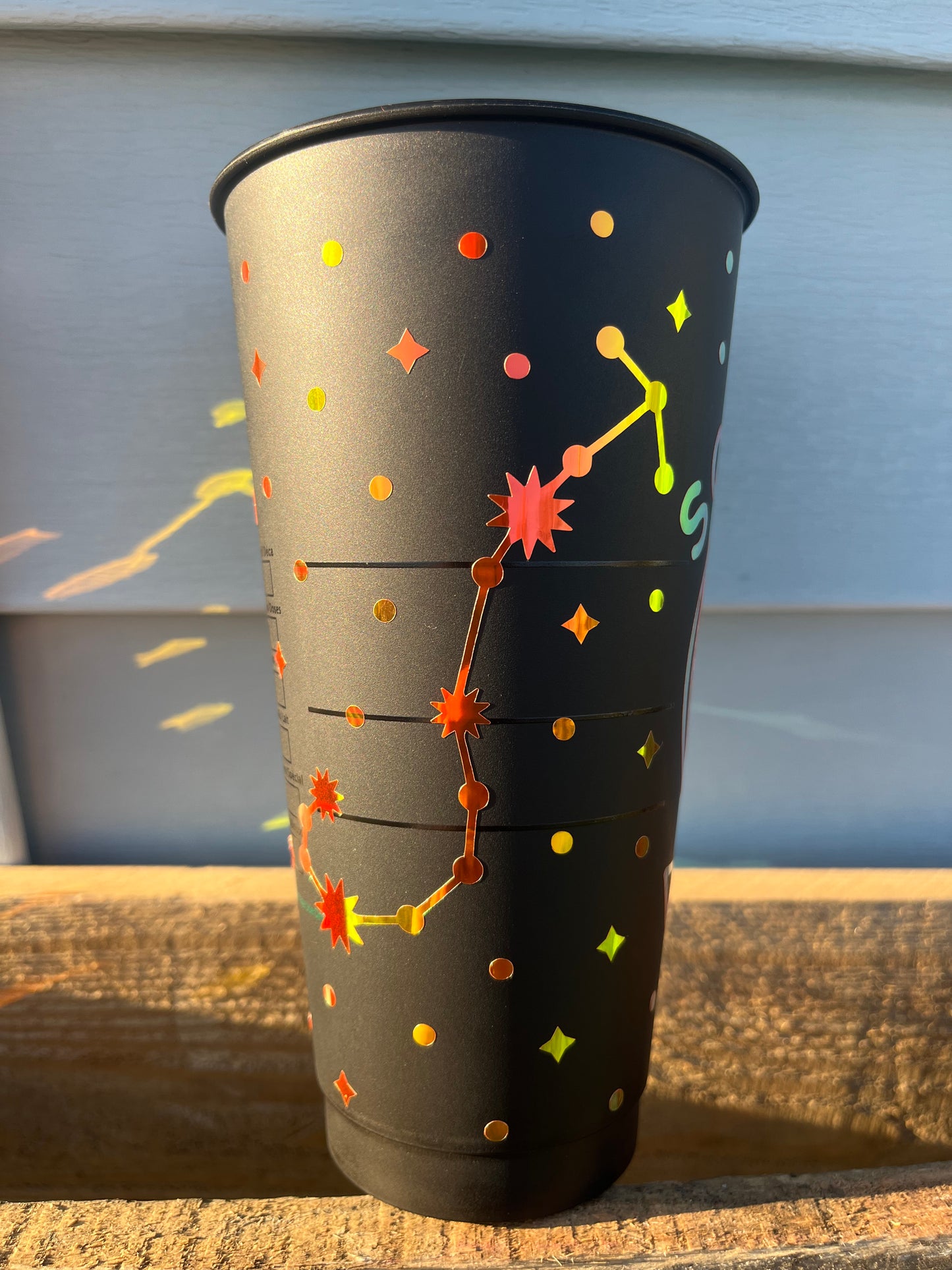 24oz Black Cold Cup SCORPIO Zodiac Sign Design w/ Lid and Reusable Plastic Straw