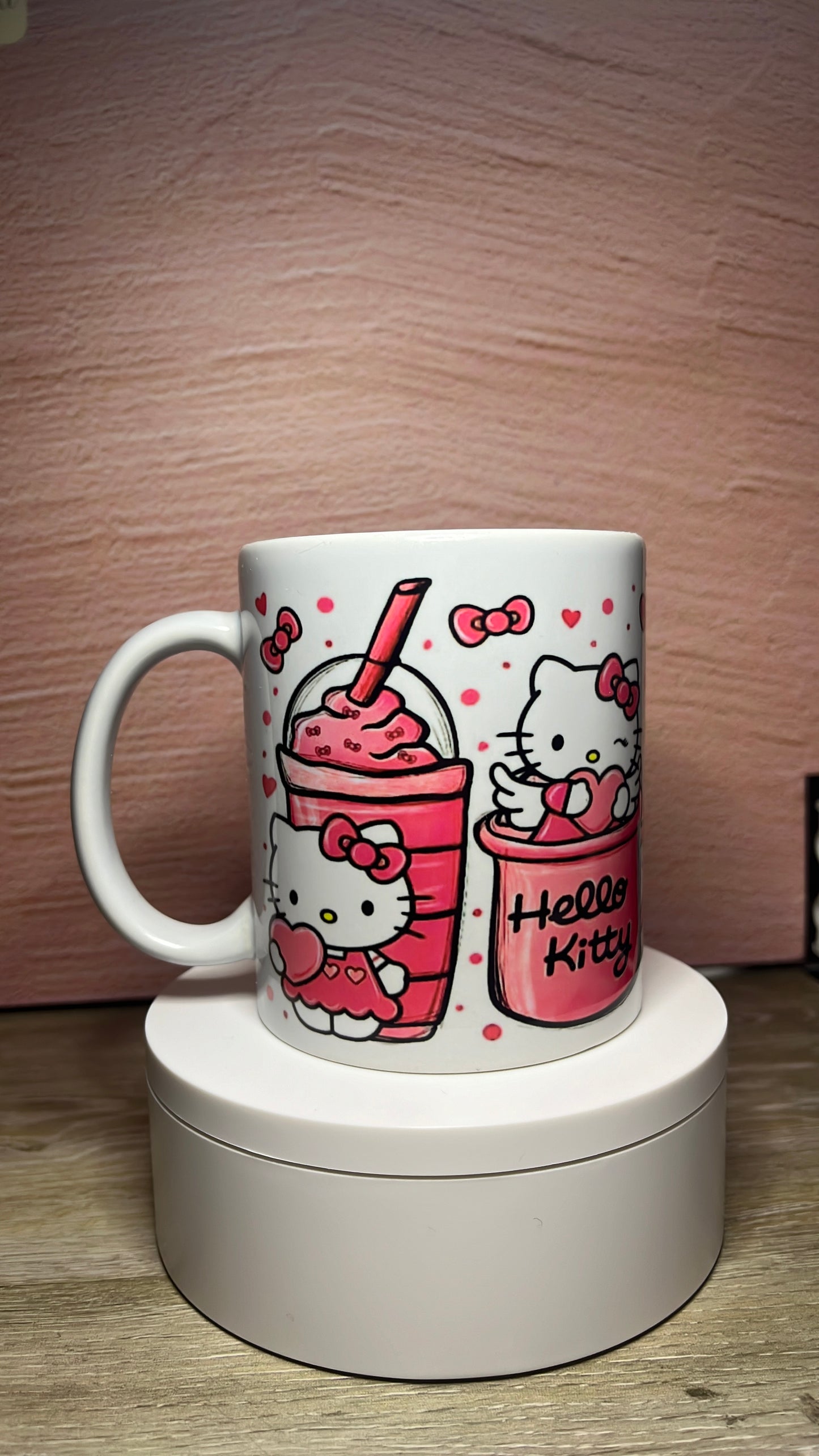 12oz Mug w/ Adorable Kitty Design Pink