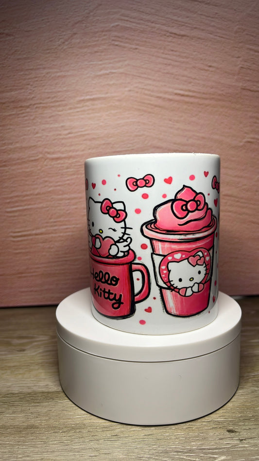 12oz Mug w/ Adorable Kitty Design Pink