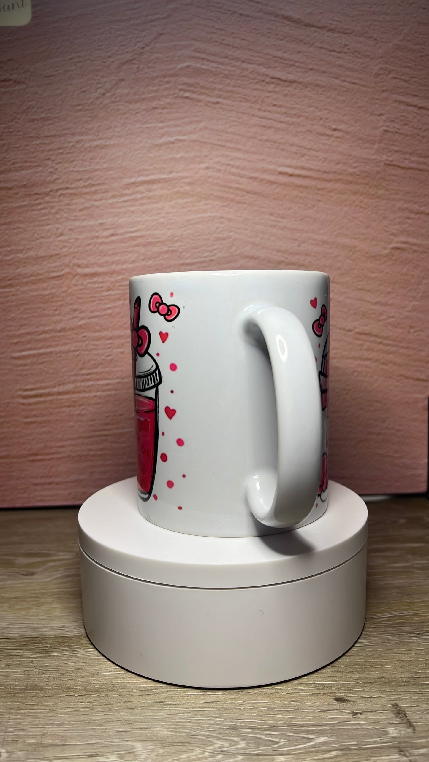 12oz Mug w/ Adorable Kitty Design Pink