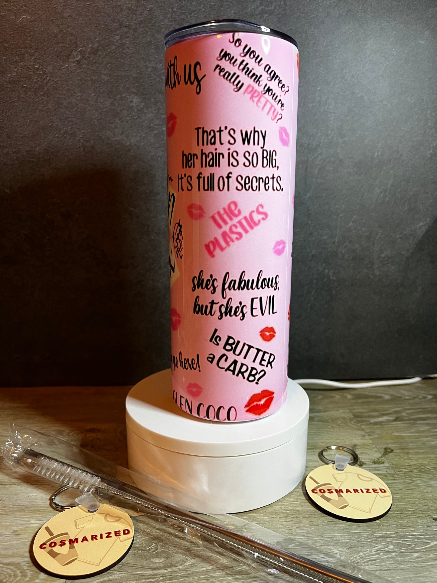 20oz Mean Girls Themed Stainless Steel Tumbler w/ Lid & Metal Straw