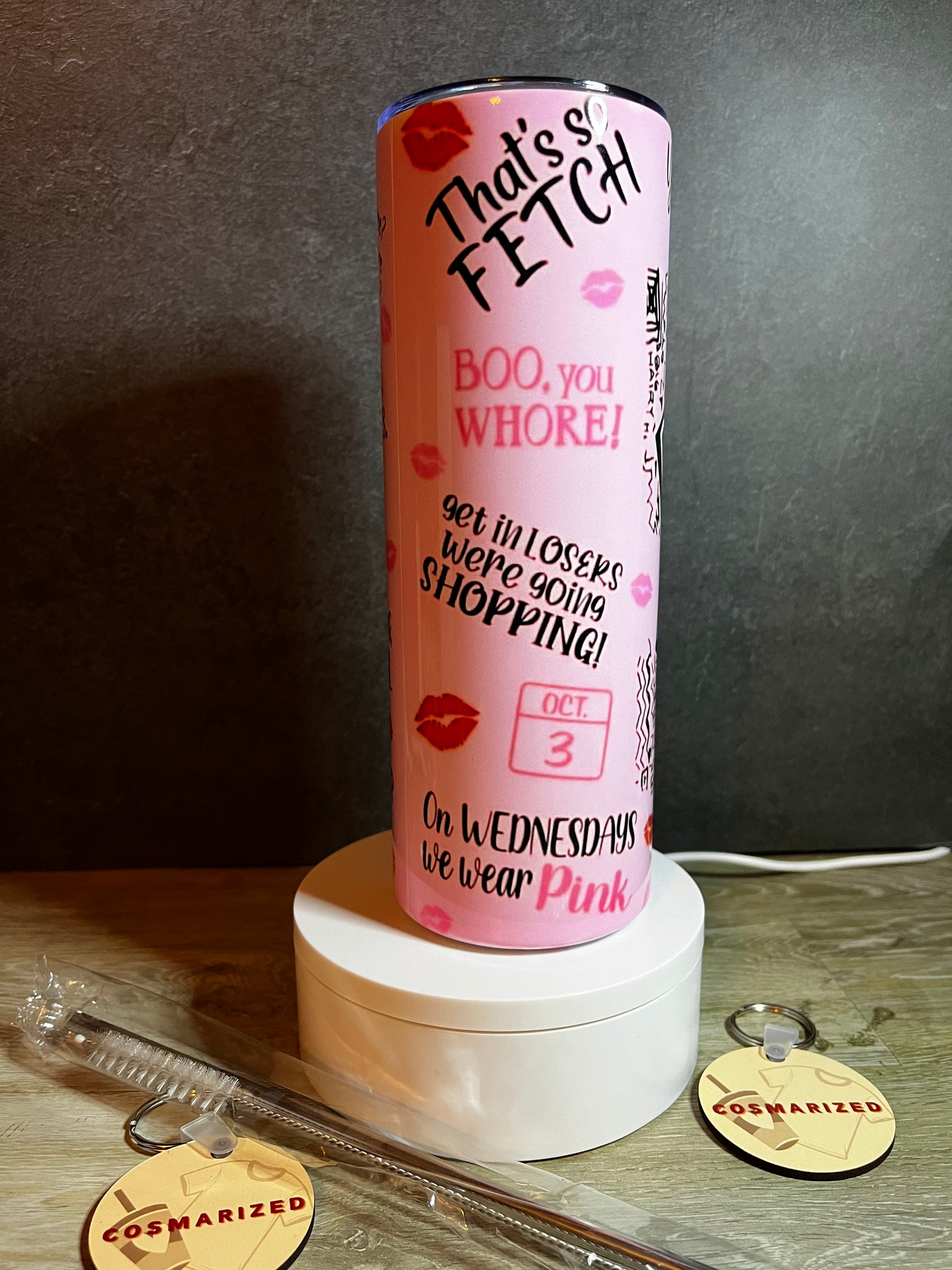 20oz Mean Girls Themed Stainless Steel Tumbler w/ Lid & Metal Straw