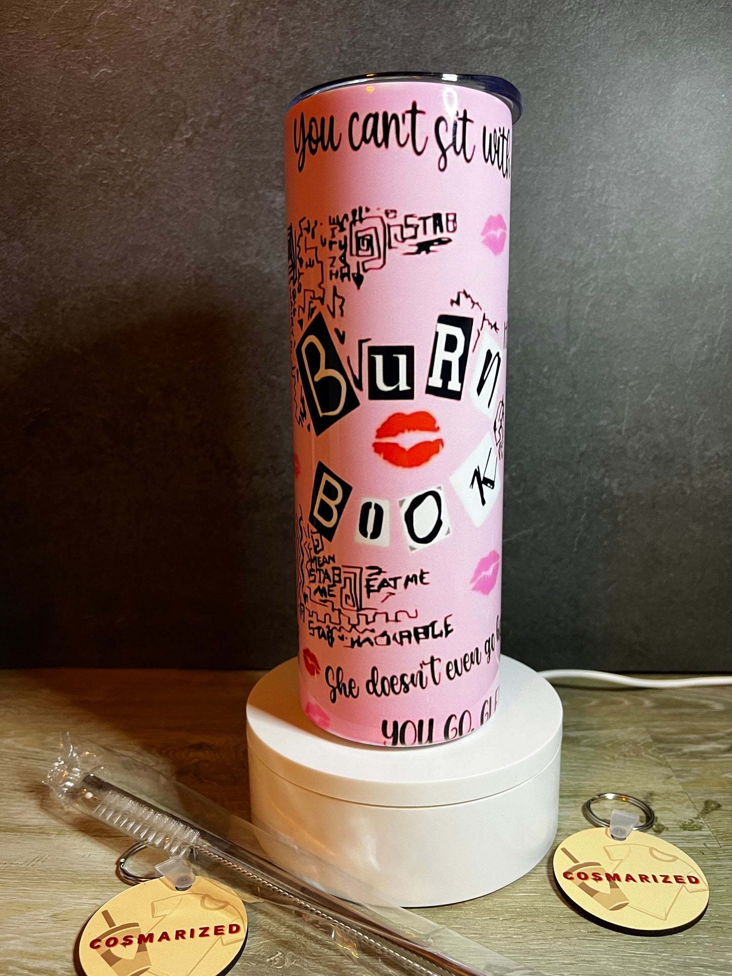 20oz Mean Girls Themed Stainless Steel Tumbler w/ Lid & Metal Straw