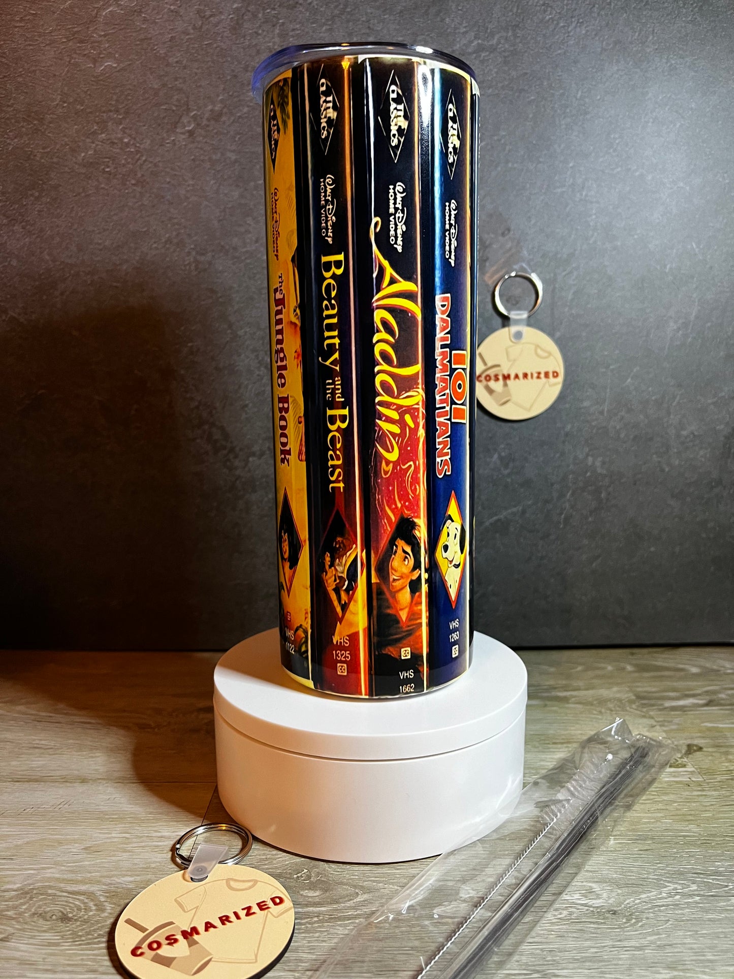 20oz VHS Themed Stainless Steel Tumbler w/ Lid & Metal Straw