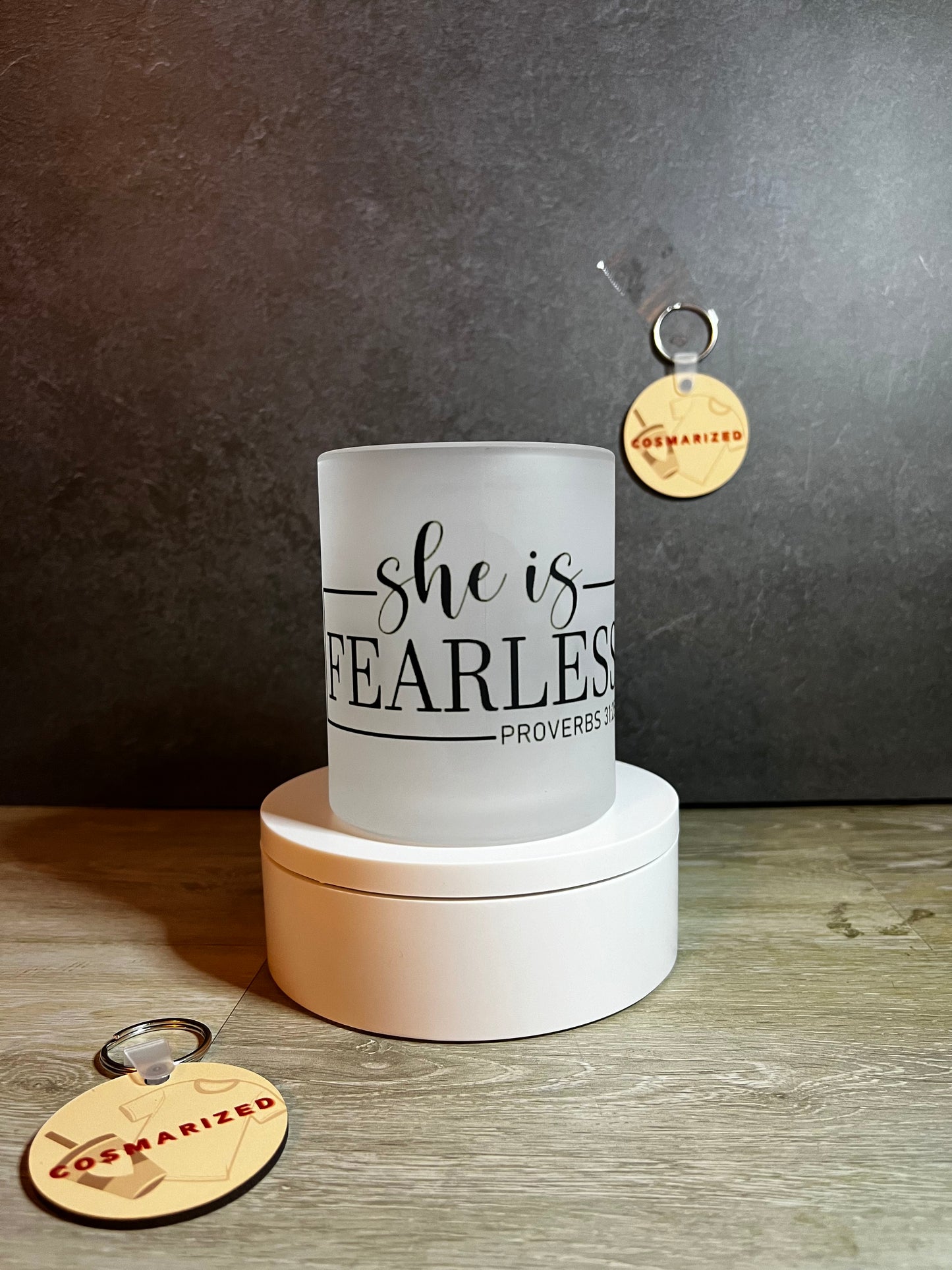 11oz Frosted Glass Mug “She is Fearless”